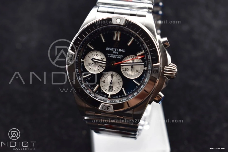 A 42mm Chronomat BLSF Best SS 538 B01 Edition Black Dial on Breathable 1:1 Bracelet SS 0127